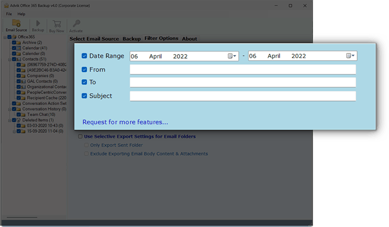 screenshot of Advik Office 365 Backup Tool